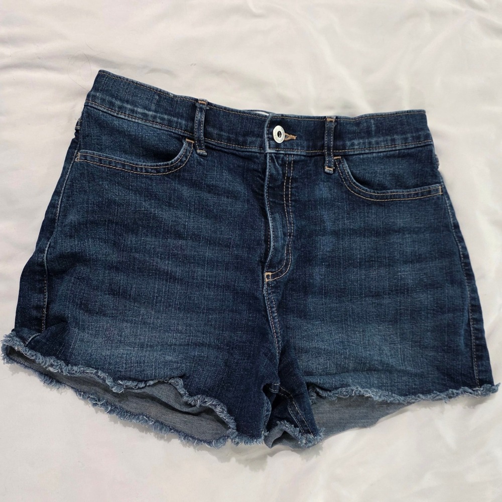 Abercrombie Kids Girls Shorts Size 17 Dark Wash High Rise Denim Raw Hem Festival